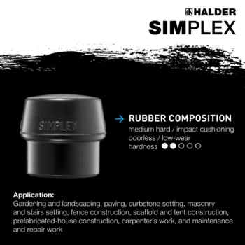                                             SIMPLEX soft-face mallets Rubber composition, with "Stand-Up" / Soft metal; with cast iron housing and high-quality wooden handle
 IM0015353 Foto ArtGrp Zusatz en
