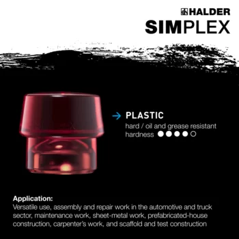                                             SIMPLEX soft-face mallets TPE-soft / plastic; with reinforced cast iron housing and fibre-glass handle
 IM0015354 Foto ArtGrp Zusatz en
