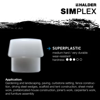                                             SIMPLEX soft-face mallets Superplastic / soft metal; with cast iron housing and high-quality wooden handle
 IM0015355 Foto ArtGrp Zusatz en
